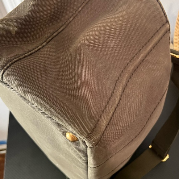 Prada Canvas Large Canapa Logo Tote Green - Picture 9 of 10